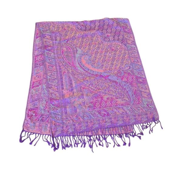pashmina Accessories - Pashmina Magenta 100% Cashmere Scarf w Fringe